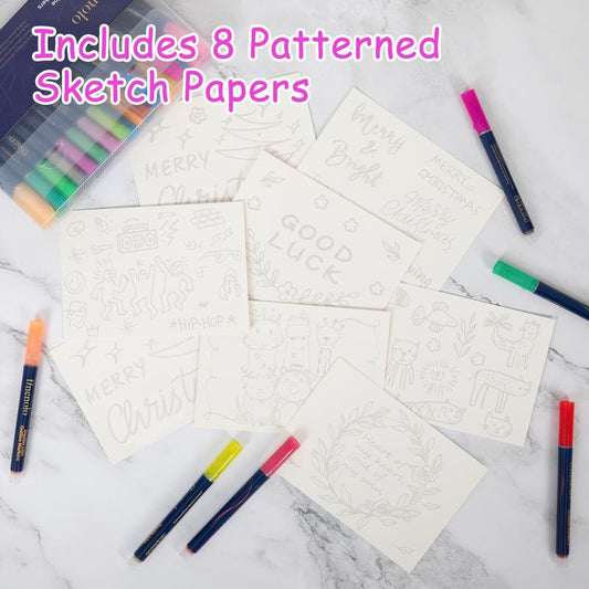 Last Day 49% OFF🔥Outline Shimmer Marker Set – Double-Line Glitter Pens🎨