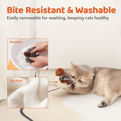 🐦Flapping Bird Cat Toy — Rechargeable, Chirping & Touch — Activated
