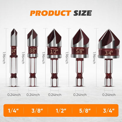 Last Day 49% OFF🔥5-Piece HSS Countersink Drill Bit Set