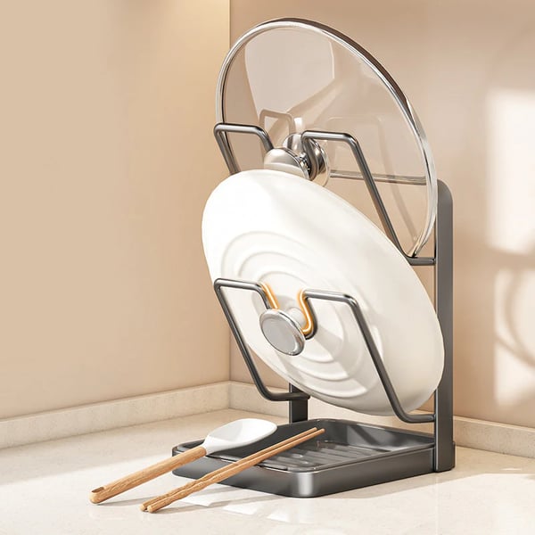 Last Day 49% OFF🔥Kitchen Pot Lid Storage Rack – Vertical Organizer with Drain Tray