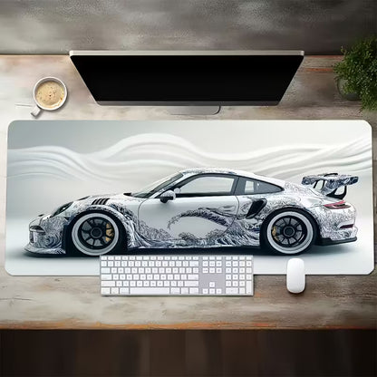 LAST DAY 50% OFF🔥White Ukiyo-e Style Sports Car Gaming Desk Mat
