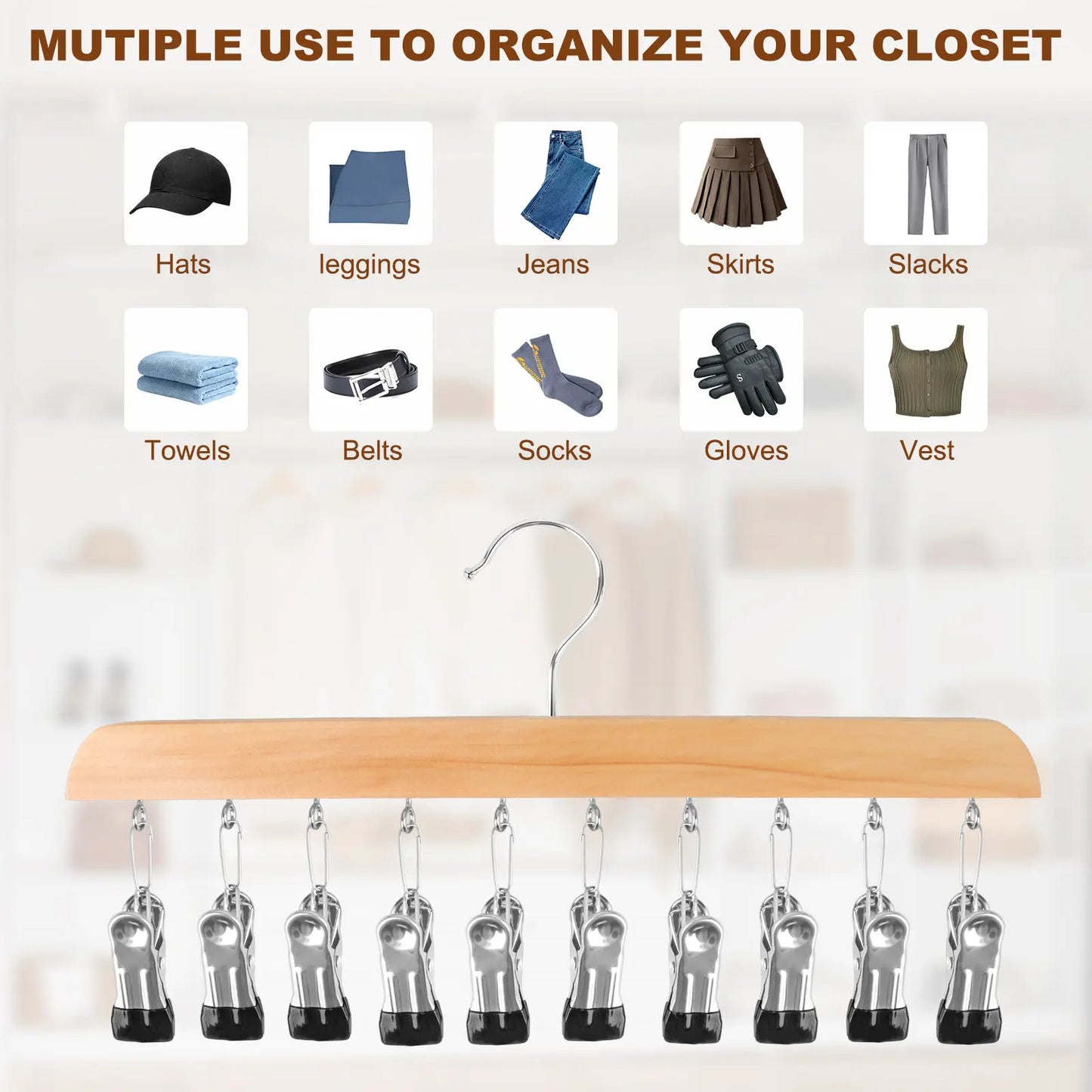 Last Day 49% OFF🔥Legging Hanger for Closet Organizer with 10 Clips