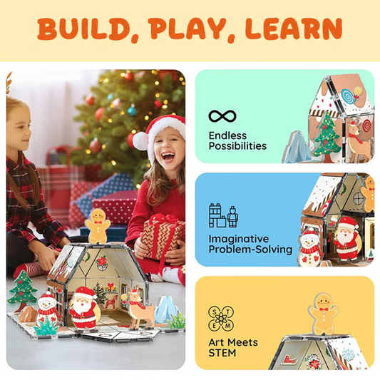 💥Limited time order！🎄Magnetic Gingerbread House Building Set🎁