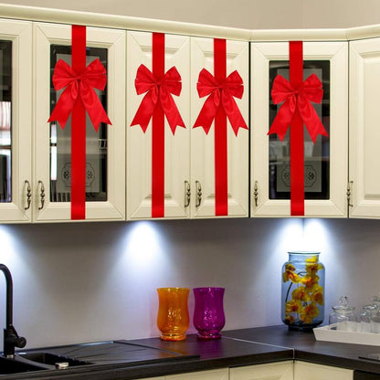 🎄Christmas Special 49% OFF—Red Christmas Cabinet Ribbons Bows🎀