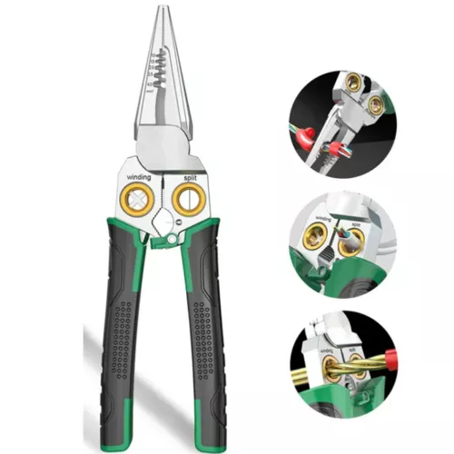 8 in 1 Wire Stripper Twister for Cutting and Pulling Wires Cable Scissors, Voltage Tester Pliers