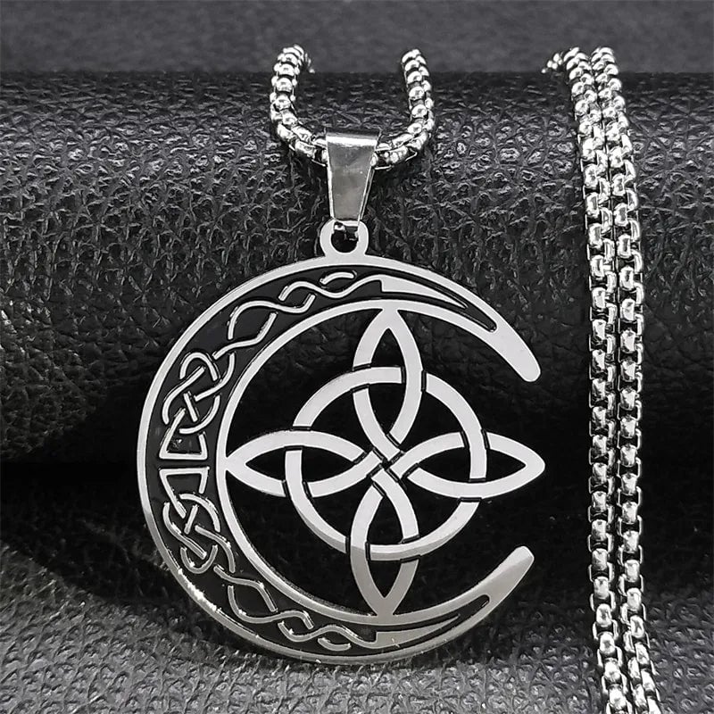 Last Day 49% OFF 🔥Celtic Knot Crescent Steel Pendant Necklace