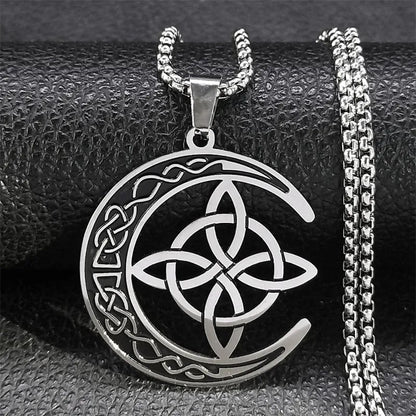 Last Day 49% OFF 🔥Celtic Knot Crescent Steel Pendant Necklace