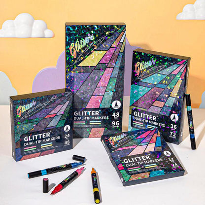 🔥Last Day Discount 49% OFF%🎨24/48/72/96 Colors Glitter Effect Brush Markers