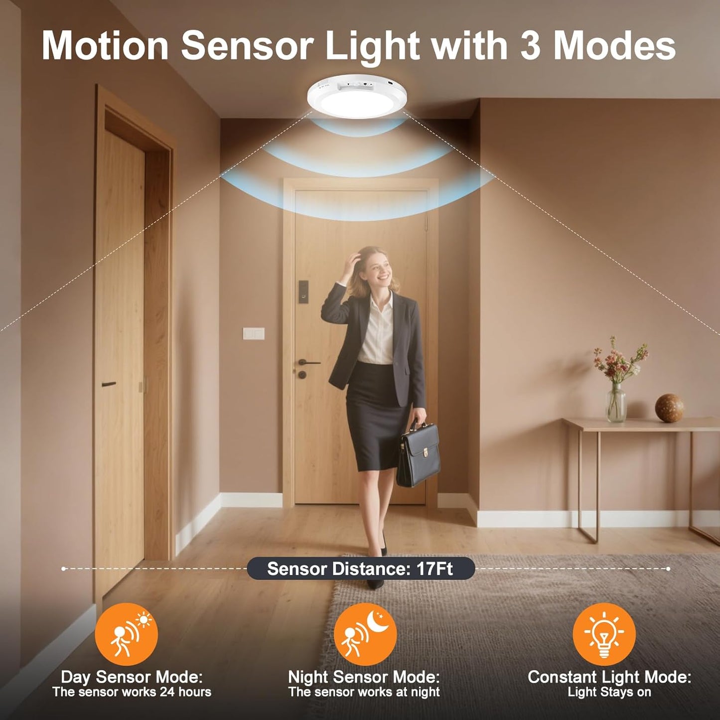 🔥Last Day 49% OFF💡 Rechargeable Motion Sensor Ceiling Light with Remote-1