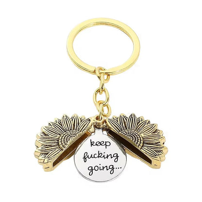 🌻 Sunflower Keychain Inspirational Gifts - “Keep Fcking Going”