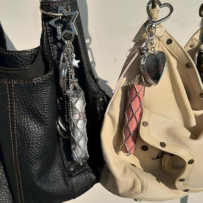 🔥LAST DAY 49% OFF💄Lipstick Holder Keychain with Mirror & Bling Charms