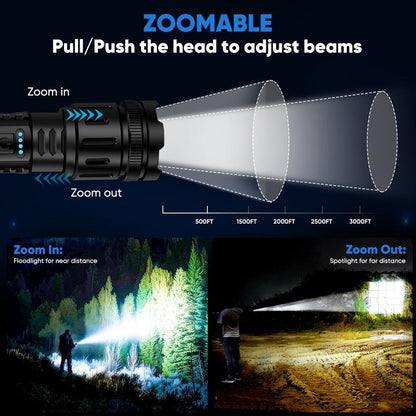 LED Rechargeable Tactical Laser Flashlight High Lumens🔦