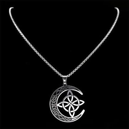 Last Day 49% OFF 🔥Celtic Knot Crescent Steel Pendant Necklace