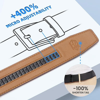 Leather Ratchet Belt With Adjustable Buckle