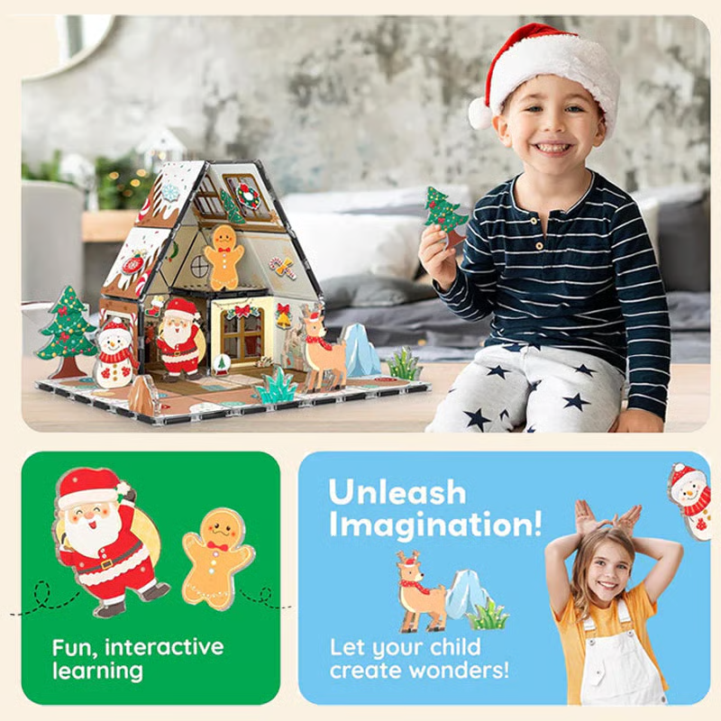 💥Limited time order！🎄Magnetic Gingerbread House Building Set🎁