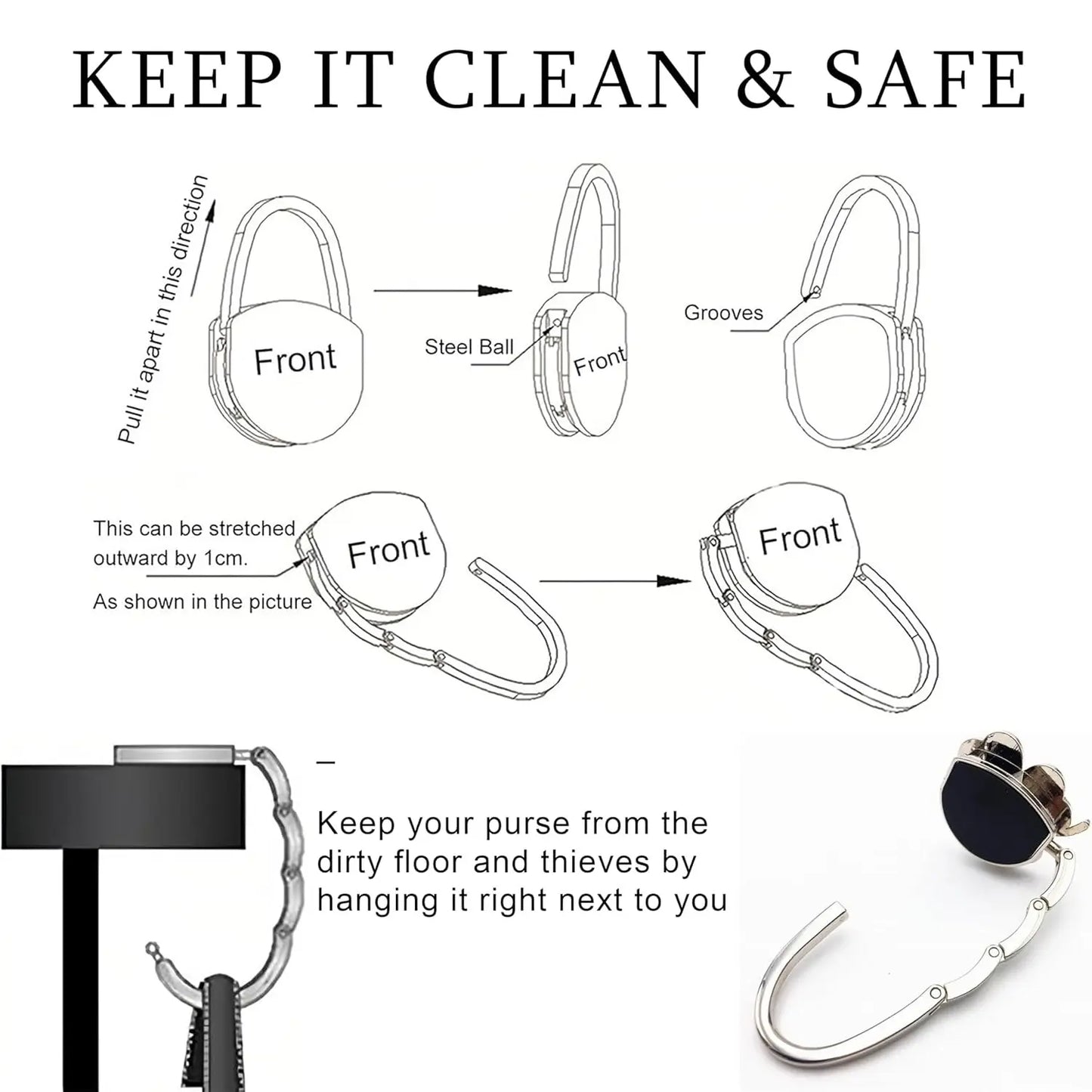 Last Day 49% OFF🔥Portable Bag Holder - Folding Handbag Hanger