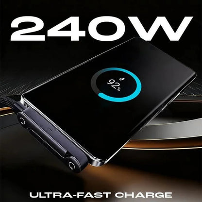 ⚡ Last Day 49% OFF – 240W Fast Charging Cable with Phone Stand 📱 2-in-1 Power & Viewing