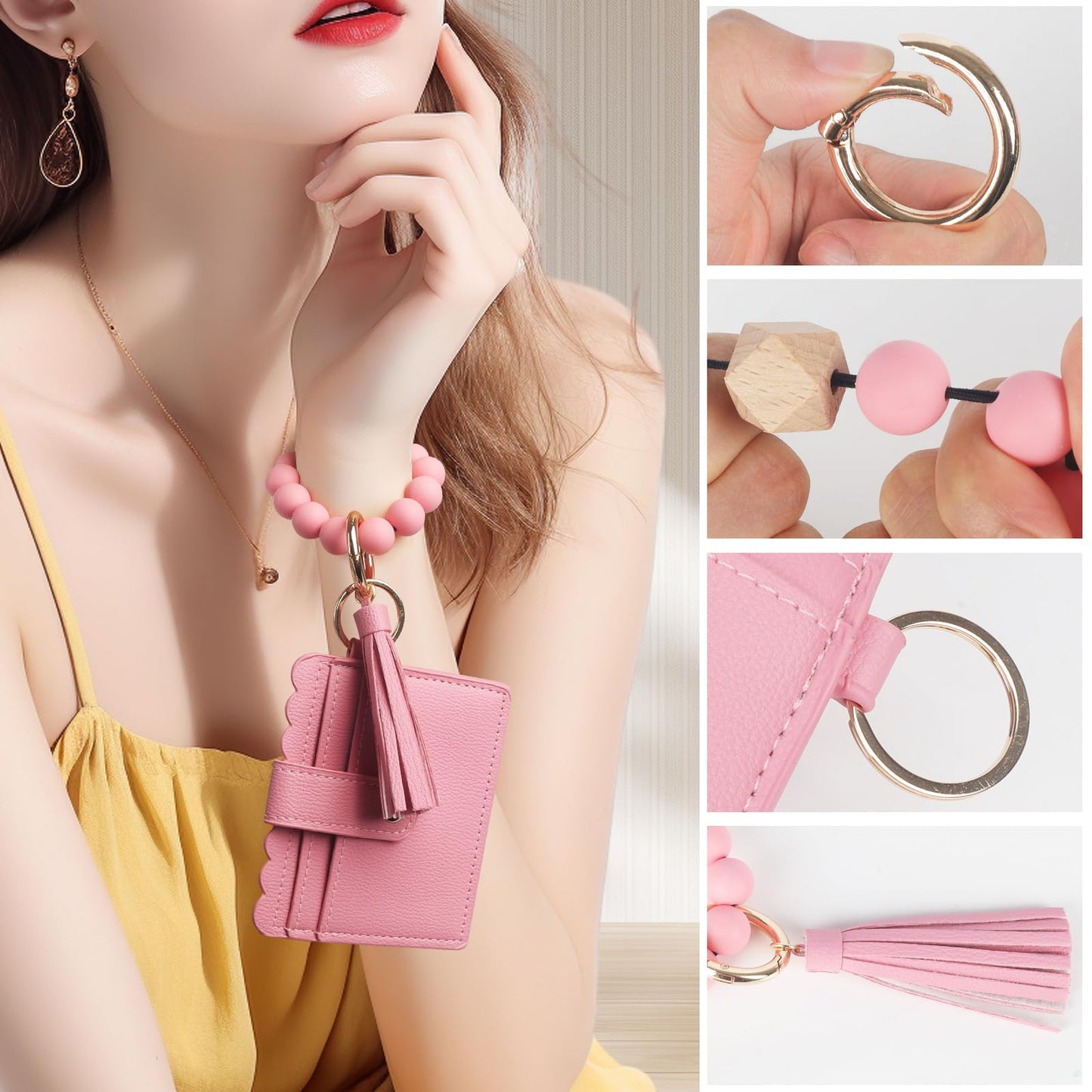 Last Day 49% OFF 🔥Fashion Beaded Decor Pu Leather Keychain