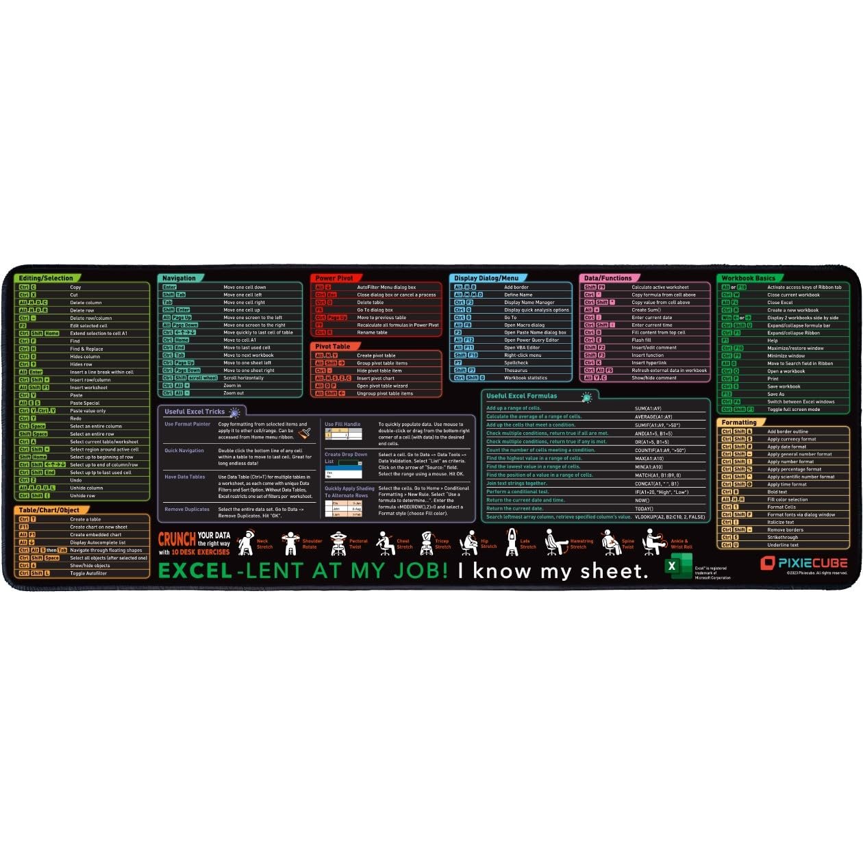 💖Last Day 49% OFF - Boost Your Productivity! Excel Cheat Sheet Desk Mat