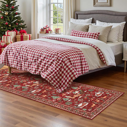 🎄Soft Christmas Rug — Santa & Tree Holiday Carpet Runner