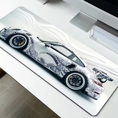 LAST DAY 50% OFF🔥White Ukiyo-e Style Sports Car Gaming Desk Mat