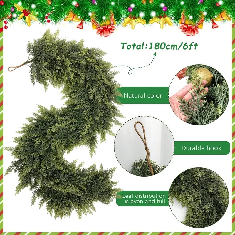 💖Last Day 49% OFF — Green Artificial Green Leaves Pine Tree Garland🌲