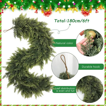 💖Last Day 49% OFF — Green Artificial Green Leaves Pine Tree Garland🌲