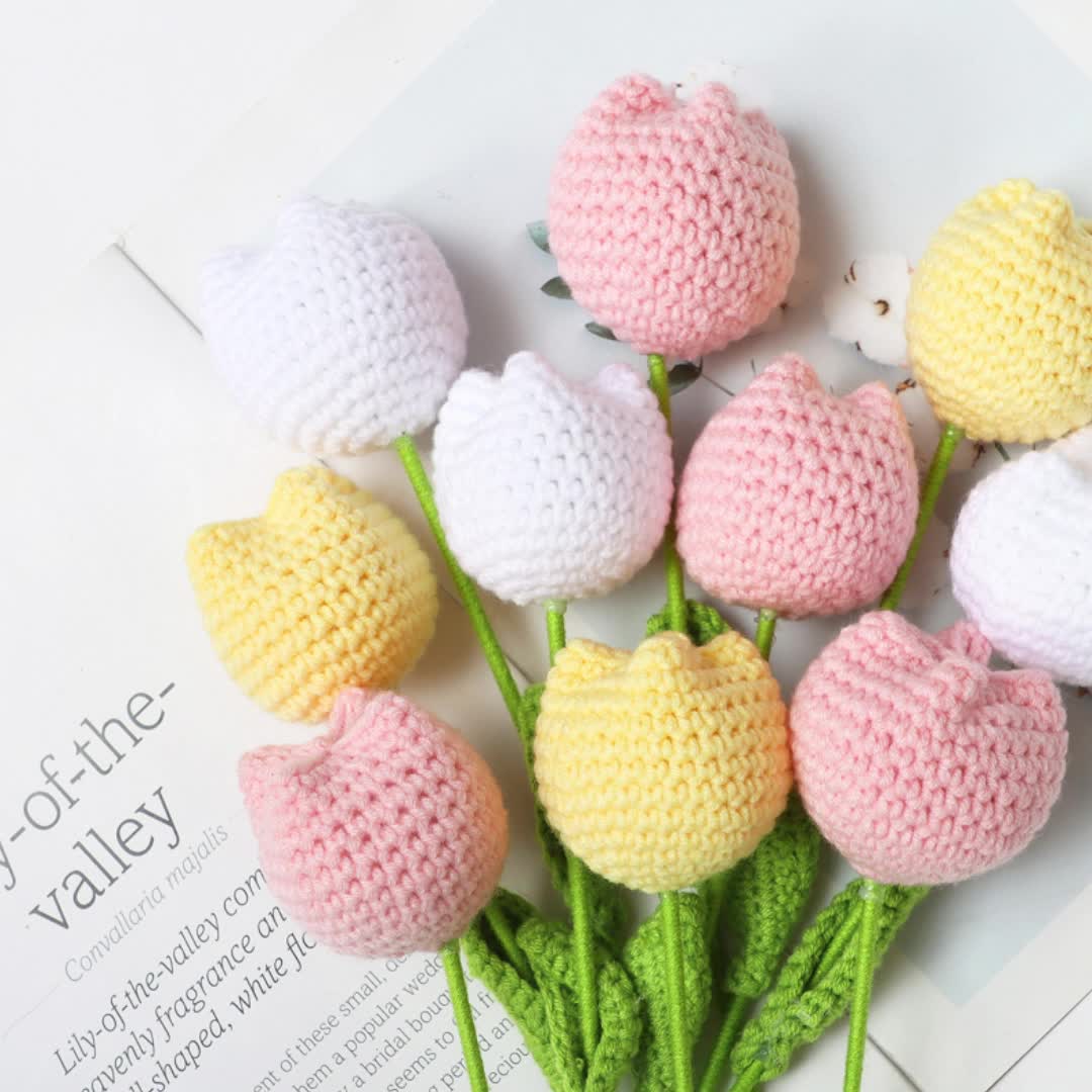 Last Day 49% OFF🌷🌷Hand-crocheted Tulip Bouquets—Symbolize Everlasting Love💖