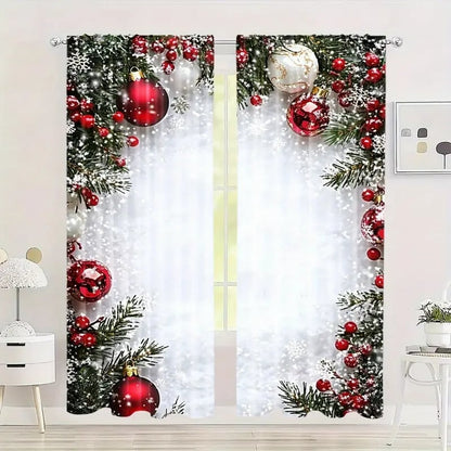🔥Last Day 49% OFF🎄Christmas ball holiday printed curtains