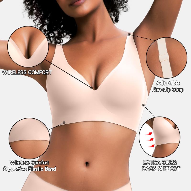 ✨Last Day 49% OFF 🔥Deep V Seamless Wireless Bra – Natural Lift & All-Day Comfort