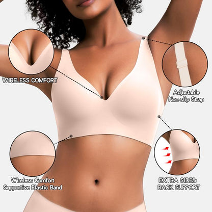 ✨Last Day 49% OFF 🔥Deep V Seamless Wireless Bra – Natural Lift & All-Day Comfort