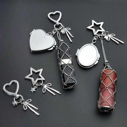 🔥LAST DAY 49% OFF💄Lipstick Holder Keychain with Mirror & Bling Charms