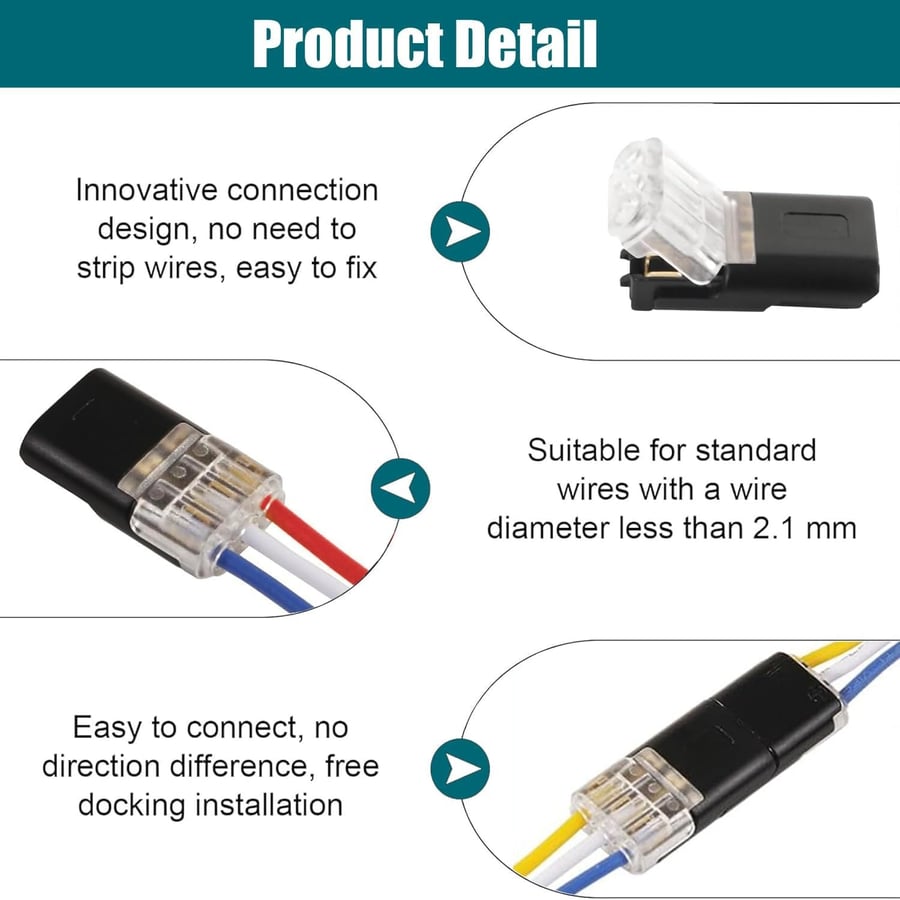 Last Day 49% OFF🔥Double-Wire Plug-in Connector Led Light Strip Connectors 2 Pin