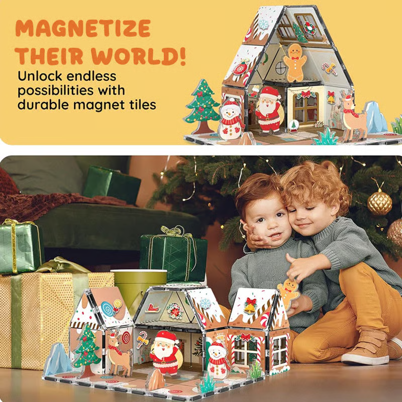💥Limited time order！🎄Magnetic Gingerbread House Building Set🎁