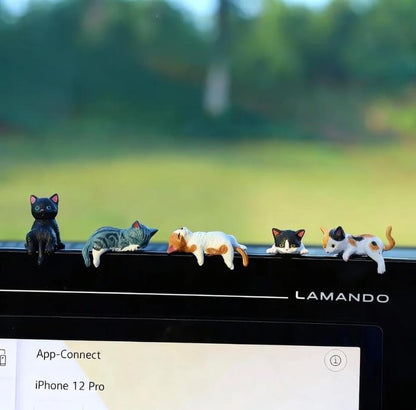 LAST DAY 49% OFF✨😺5-Piece Mini Resin Cat Figurines - Cute Cartoon Desk Decor