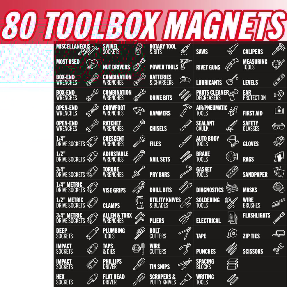 Last Day 49% OFF🔥80-Piece Magnetic Toolbox Labels Kit