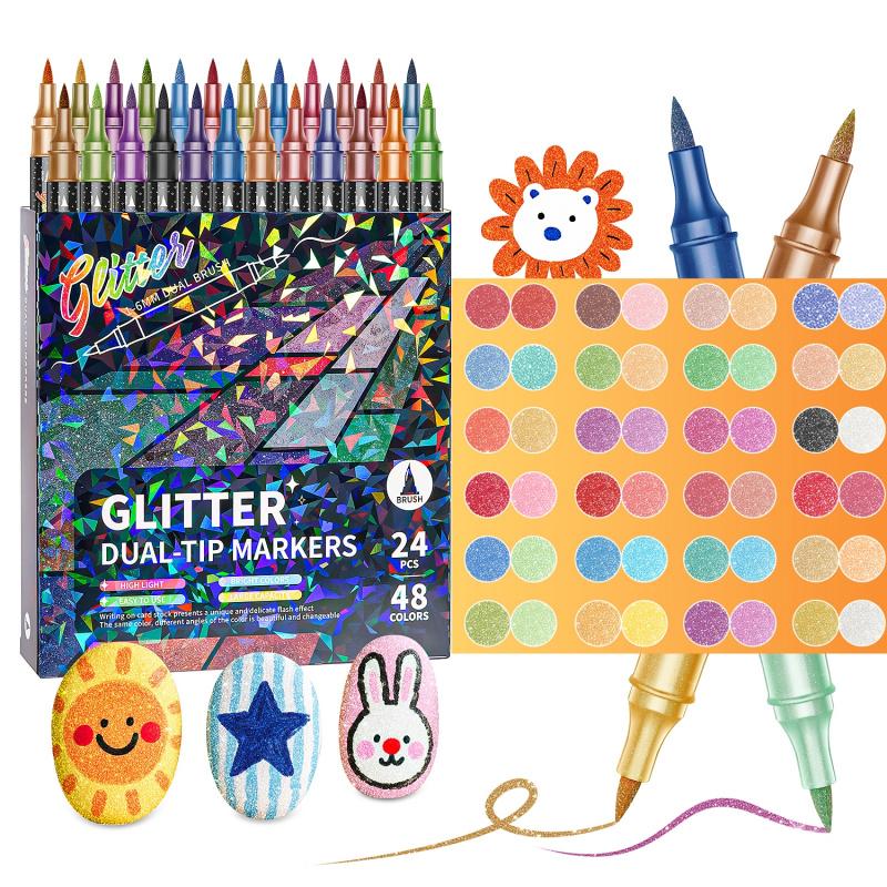 🔥Last Day Discount 49% OFF%🎨24/48/72/96 Colors Glitter Effect Brush Markers