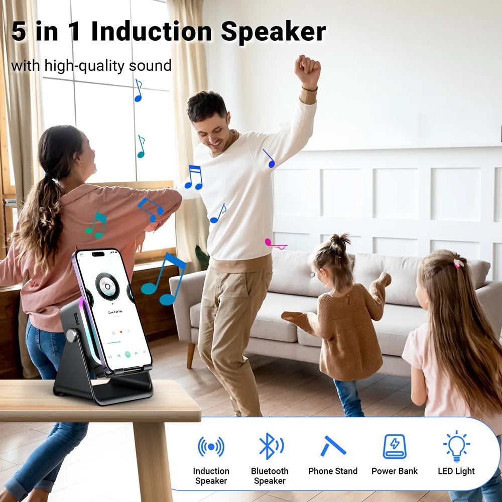 🔥 Last Day 49% OFF – Wireless Induction Bluetooth Speaker with Adjustable Phone Stand