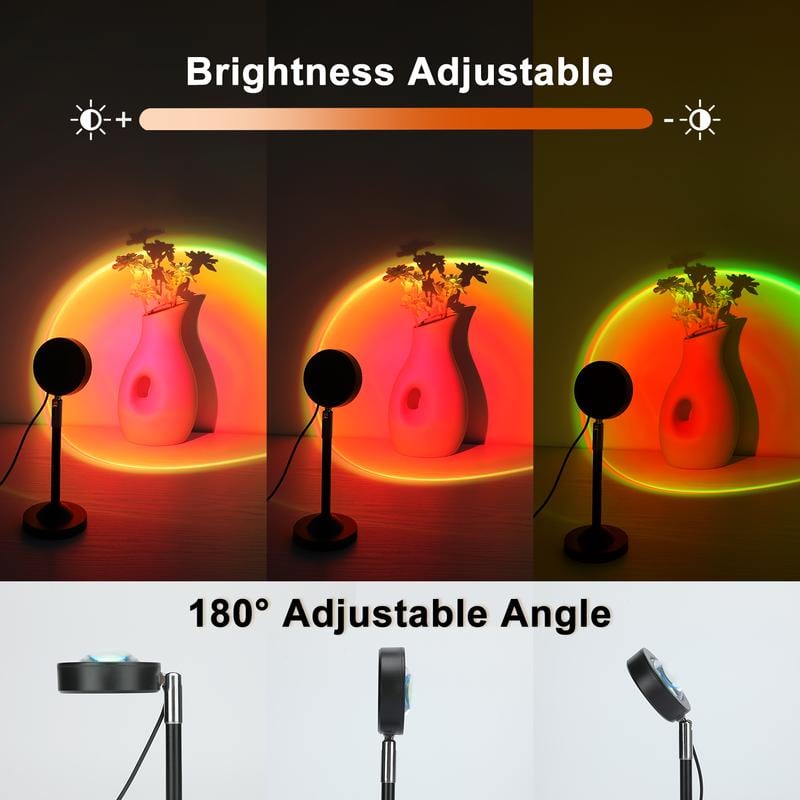 🔥LAST DAY 49% OFF - 🌅Sunset Lamp Projector Light 💫180° Adjustable RGB Sunset Mood Lamp