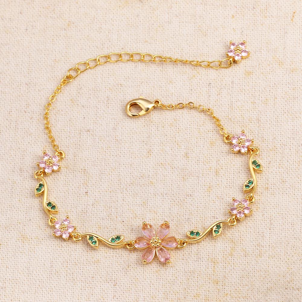 Last Day 49% OFF🔥Luxury Pink Zircon Flower Bracelet For Women Girls 🌸