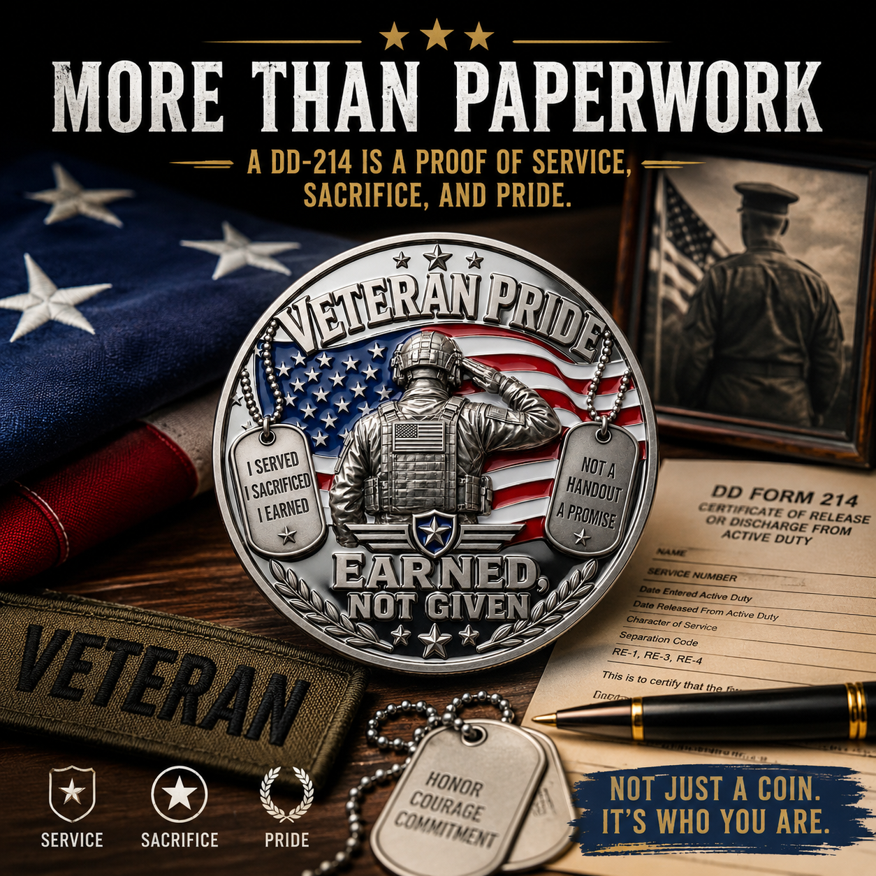 🇺🇸 DD-214 Veteran Pride Coin – Part of America’s 250-Year Story