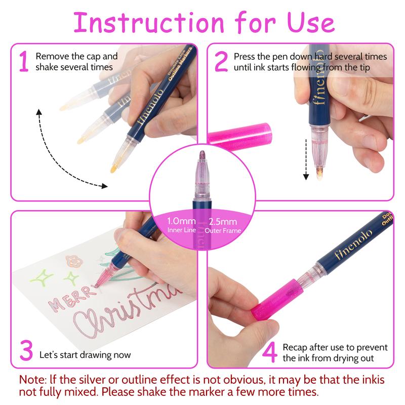 Last Day 49% OFF🔥Outline Shimmer Marker Set – Double-Line Glitter Pens🎨