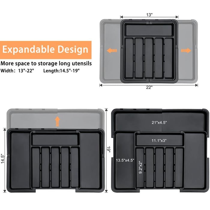 ⏰Last Day 49% OFF✨ Large Capacity Expandable Utensil Drawer Organizer
