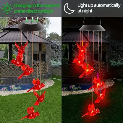 Last Day 49% OFF🐦Solar Cardinal Bird Bell Lights, Outdoor Garden Decor