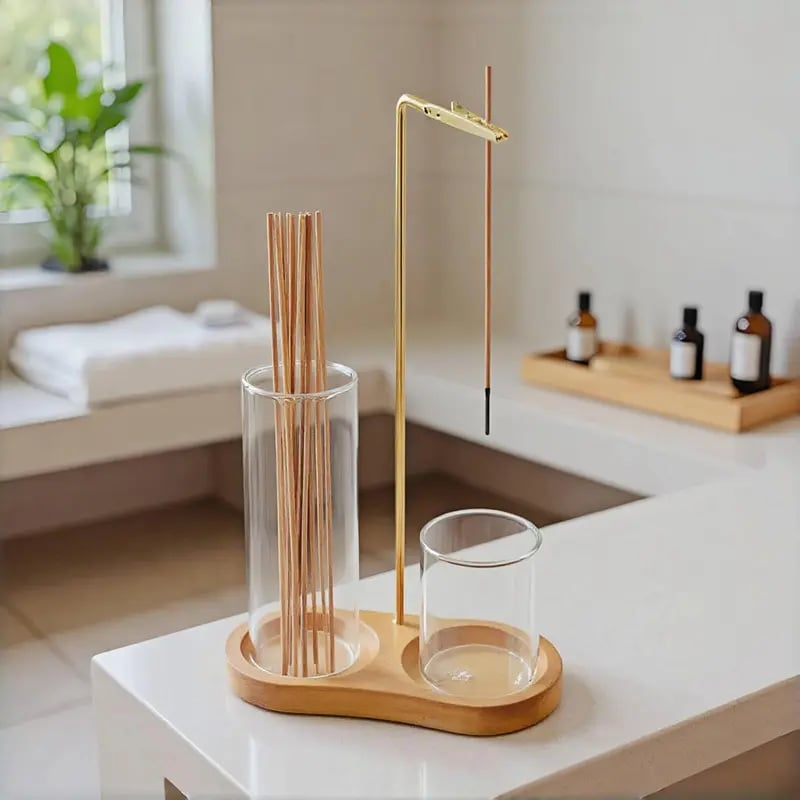 Last Day 49% OFF🔥2-in-1 Minimalist Incense & Candle Holder with Glass Ash Catcher