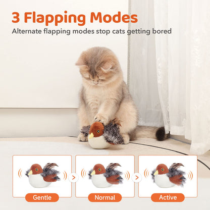 🐦Flapping Bird Cat Toy — Rechargeable, Chirping & Touch — Activated