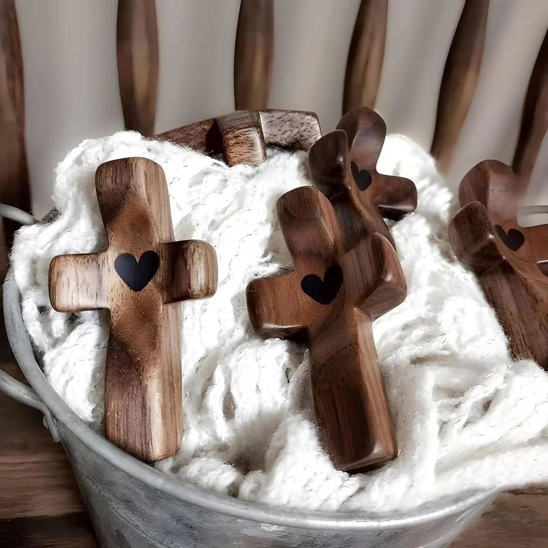 Last Day 49% OFF🔥 Handcrafted Wooden Cross My Heart with keychain