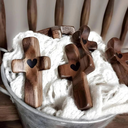 Last Day 49% OFF🔥 Handcrafted Wooden Cross My Heart with keychain