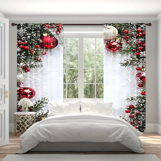 🔥Last Day 49% OFF🎄Christmas ball holiday printed curtains