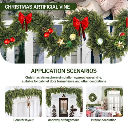 💖Last Day 49% OFF — Green Artificial Green Leaves Pine Tree Garland🌲